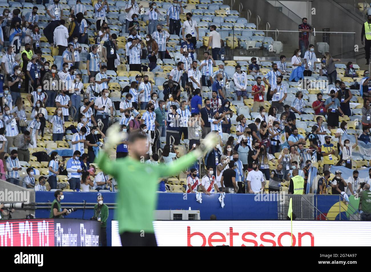 Rio de Janeiro-Brasilien, 10. Juli 2021,die Copa America de Futebol Argentinien und Brasilien im Stadion Maracanã. Argentinien Gewinner der Copa america 2021 Stockfoto