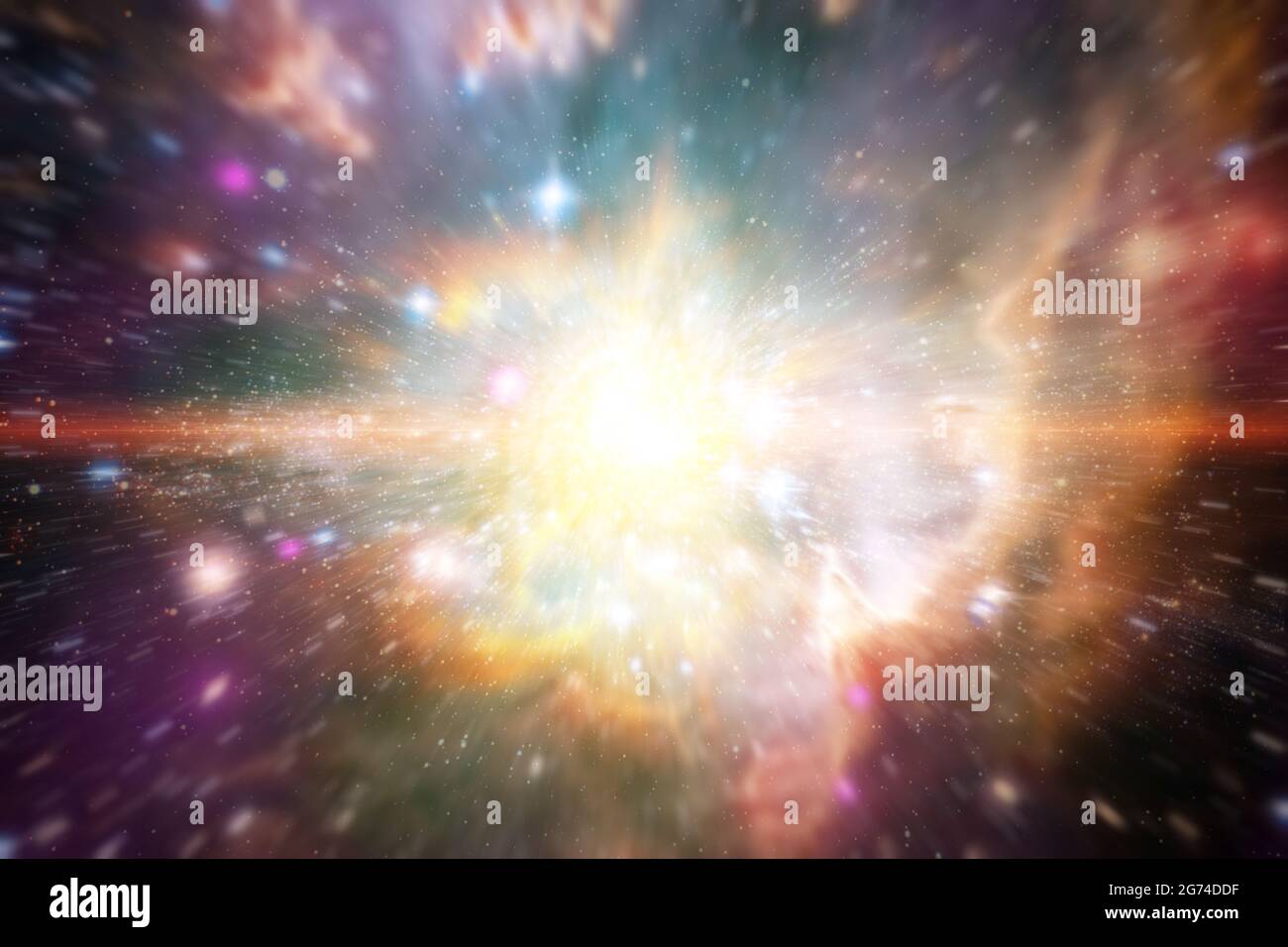 Die Lichtgeschwindigkeit von Raum und Galaxie geht tief in das Universum und das Sternenfeld ein. Elemente dieses Bildes, die von der NASA eingerichtet wurden. Stockfoto