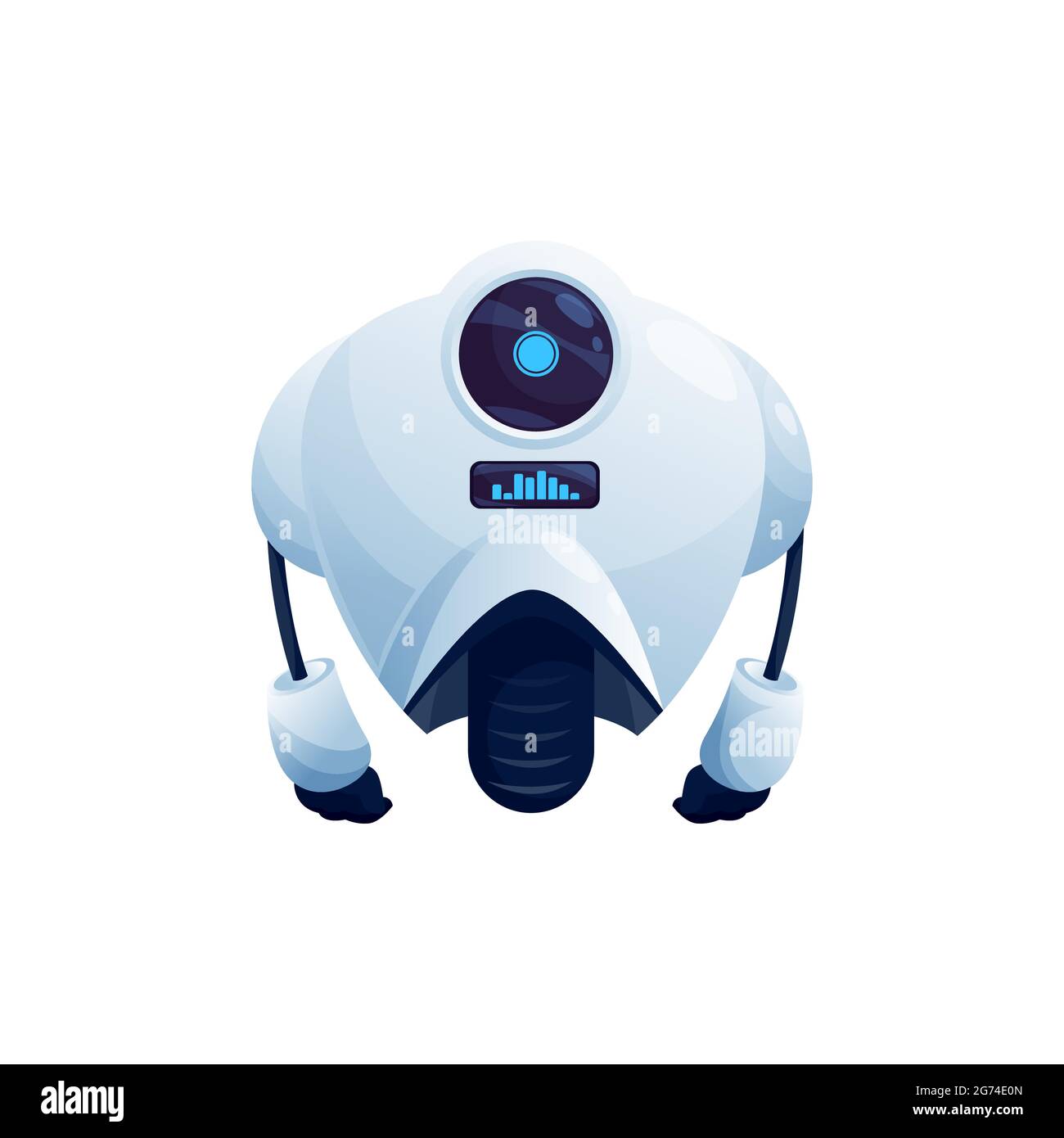 Roboter mit großer Kamera-Anzeige auf dem Kopf, auf einem Rad isoliert futuristischen Charakter. Vector elektronische Cyborg, humanoide künstliche Intelligenz Maschine. Stock Vektor