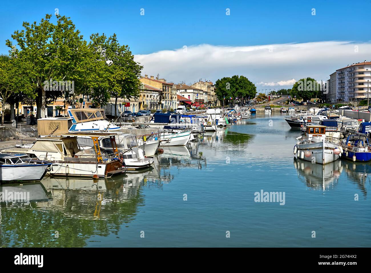 Port of Beaucaire, eine Gemeinde im Département Gard in der Region der Region der Region der westlichen Länder in Südfrankreich Stockfoto