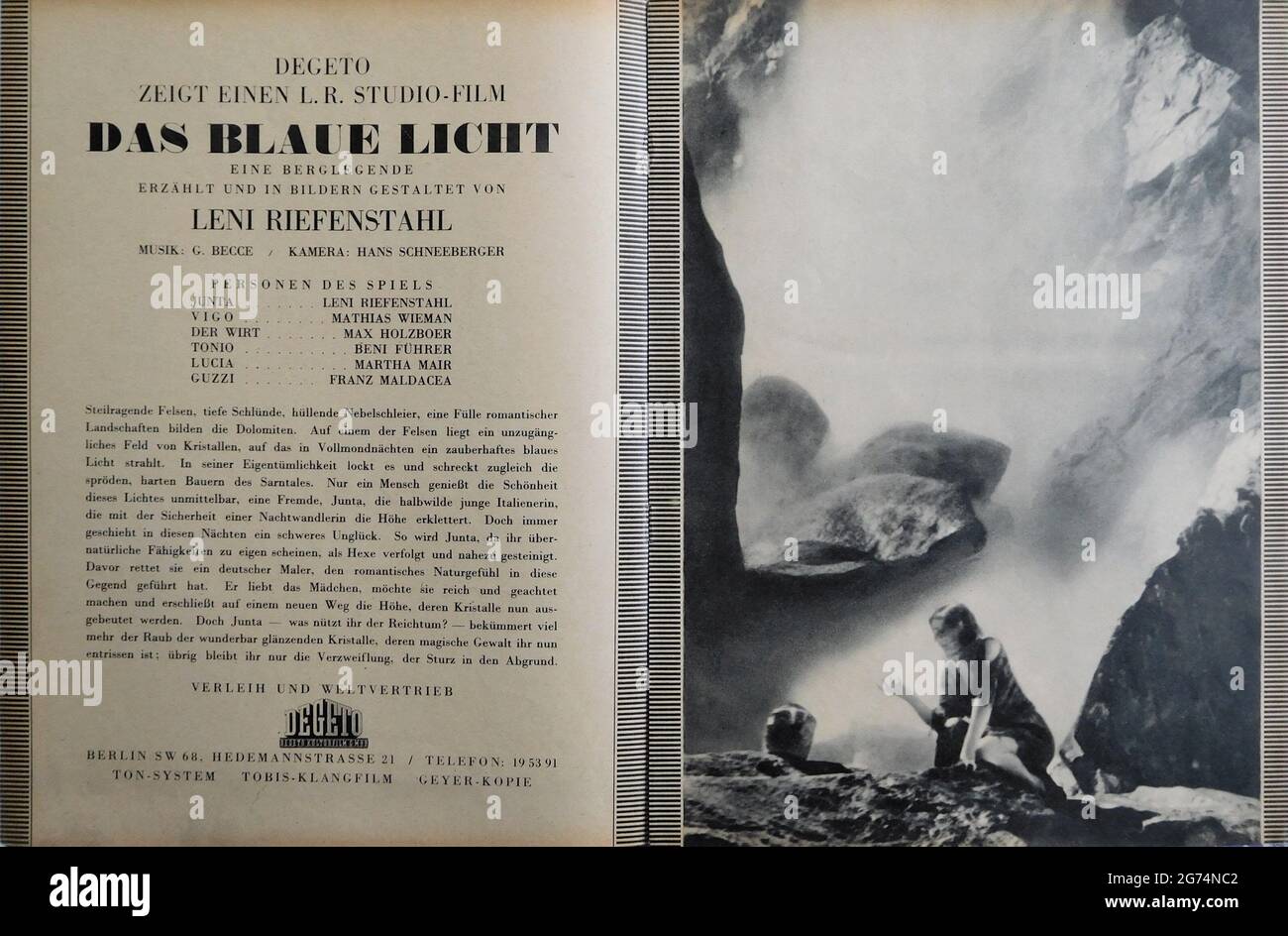 Riefenstahl das blaue licht Stockfotos und -bilder Kaufen - Alamy