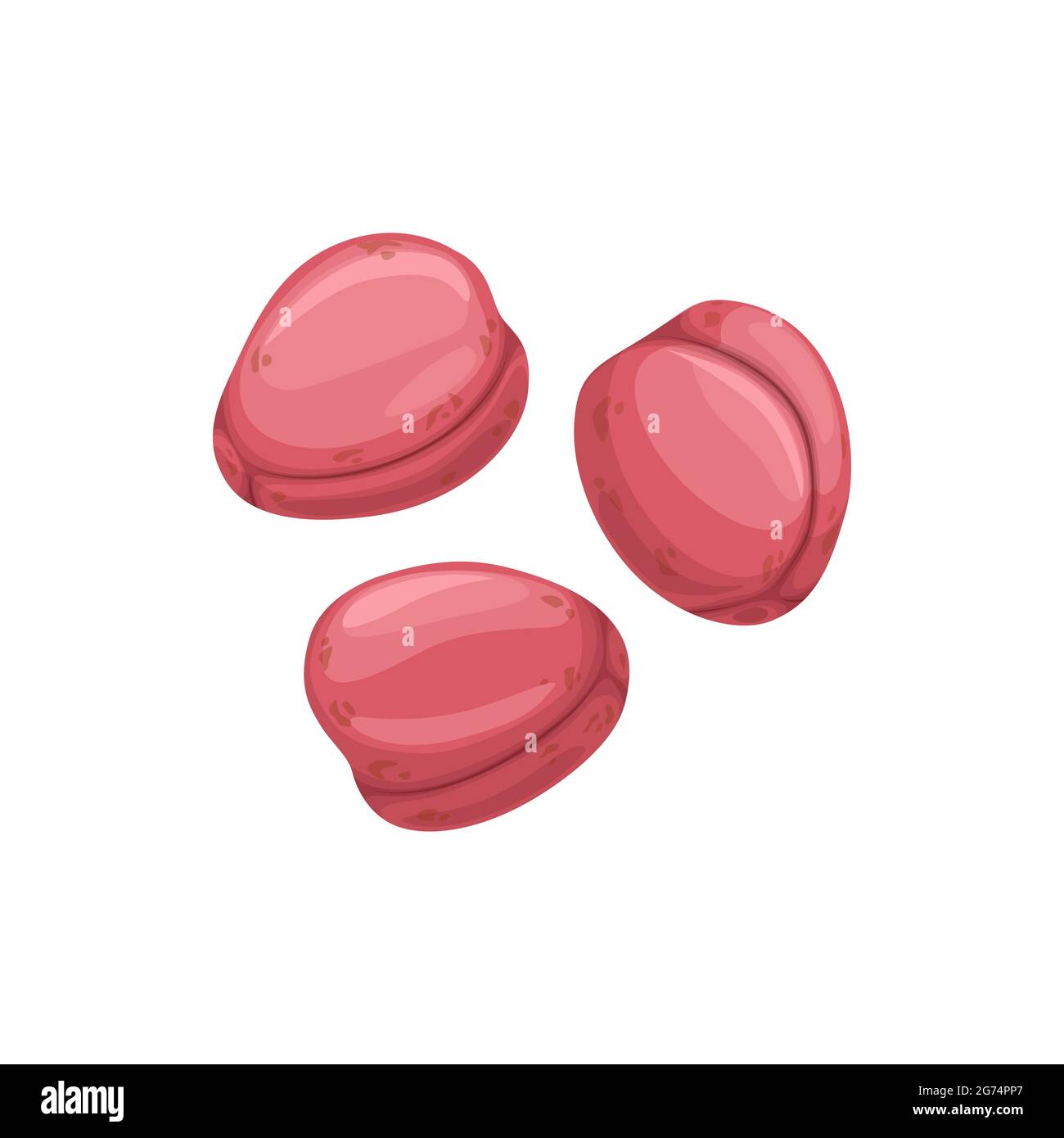 Kola Mutter Früchte isoliert flach Cartoon-Symbol. Vector rosa Cola-Nüsse, natürliche Stimulans, Koks Zutat, koffeinhaltige Nüsse feierlich verwendet. Roa Stock Vektor