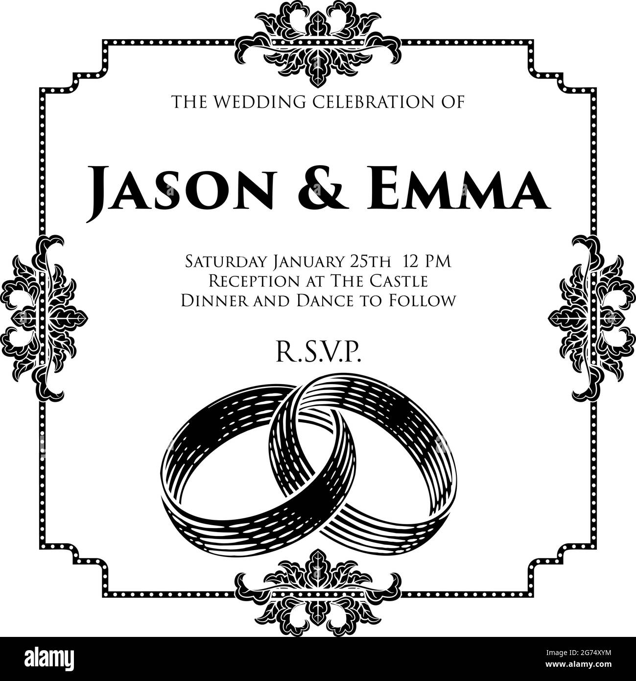 Hochzeit Band Ringe Verflochten Holzschnitt Laden Stock Vektor