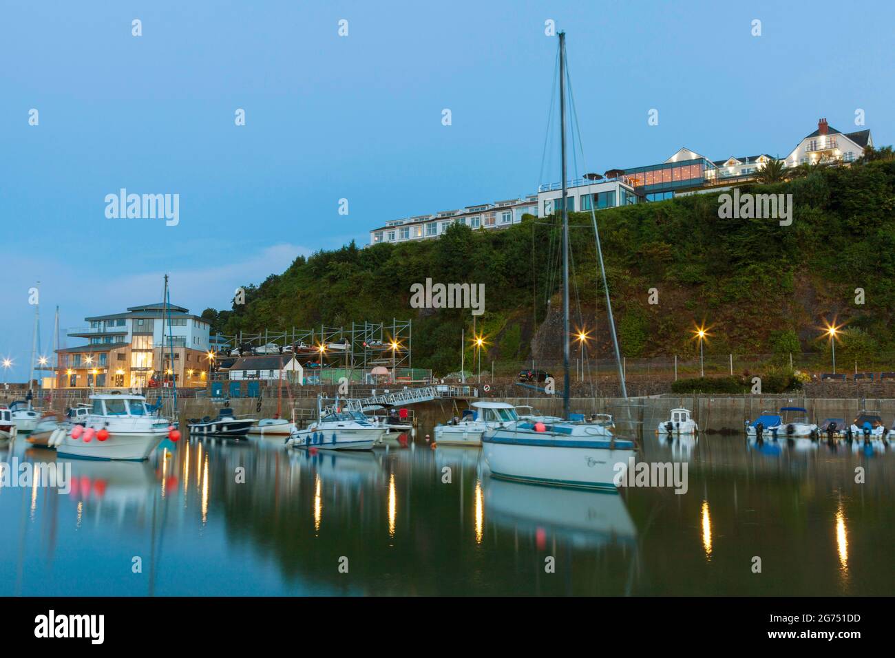 St Brides Spar Hotel, Saundersfoot Harbour, Pembrokeshire, Wales, Großbritannien Stockfoto