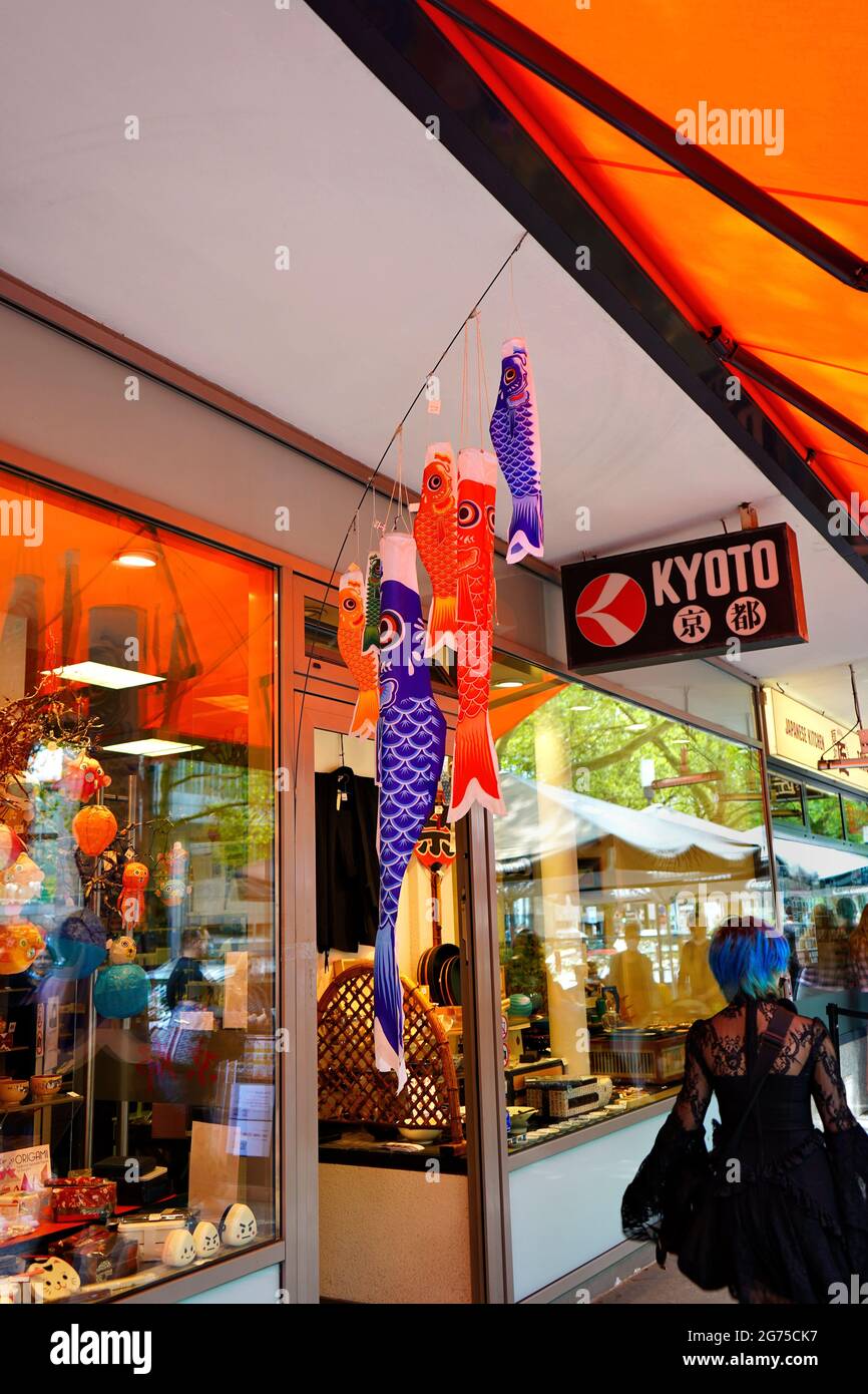 Das beliebte japanische Viertel in der Immermannstraße in Düsseldorf. Stockfoto