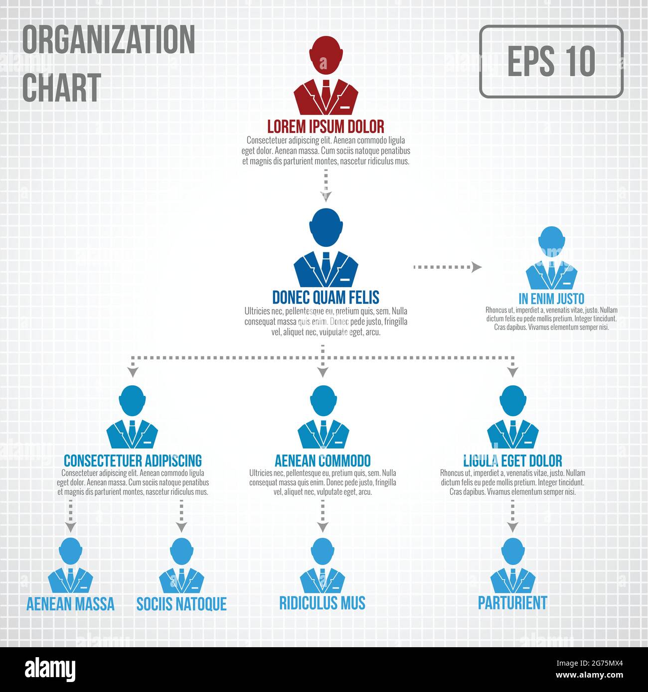 Organigramm Infografik Geschäft Hierarchie Chef zu MitarbeiterStruktur