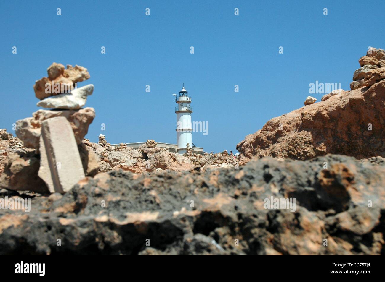 Faro de Cap de Ses Salines, Mallorca, Balearen Stockfoto