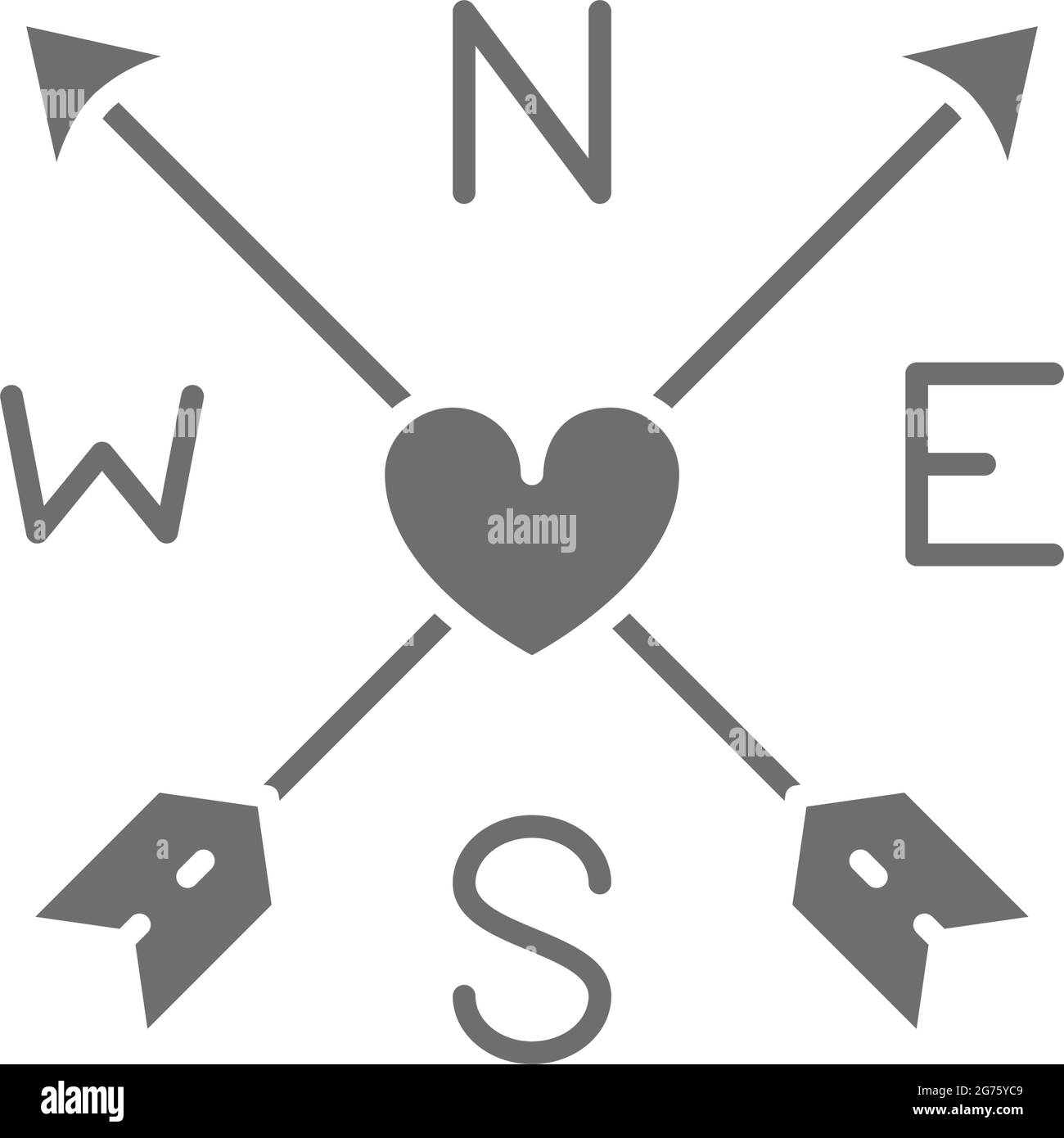 Pfeile Und Herz Tattoo Skizze Graues Symbol Stock Vektorgrafik Alamy