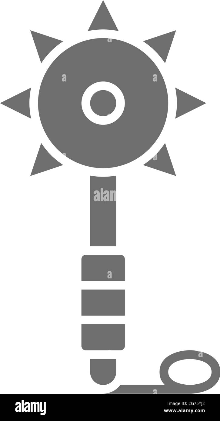 Mace, Symbol der ukrainischen Nationalmacht, traditionelle ethnische Waffen graue Ikone. Stock Vektor