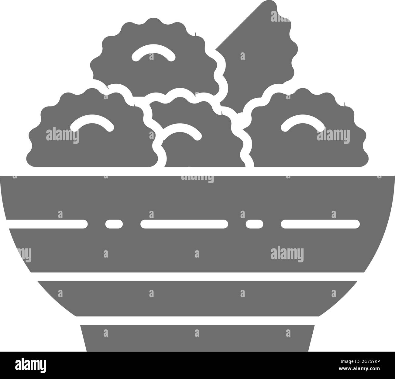 Vector vareniki, Knödel, ukrainische Küche graue Ikone. Stock Vektor