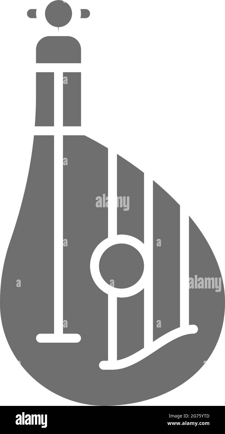 Bandura, Kobza, ukrainische nationale Musikinstrument graue Ikone. Stock Vektor