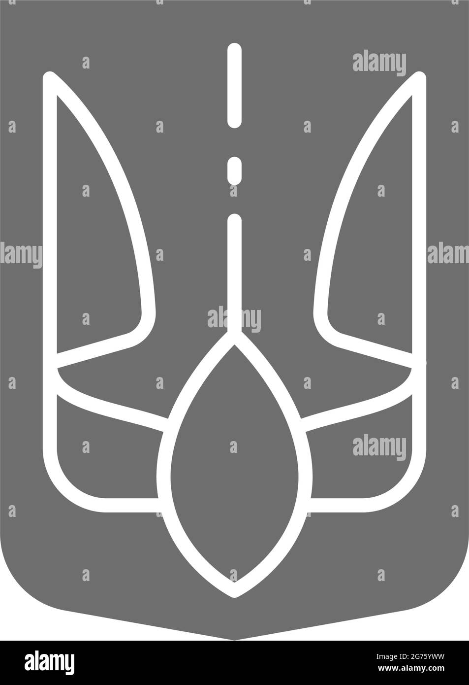 Wappen der Ukraine, Dreizack, Wappen graue Ikone. Stock Vektor