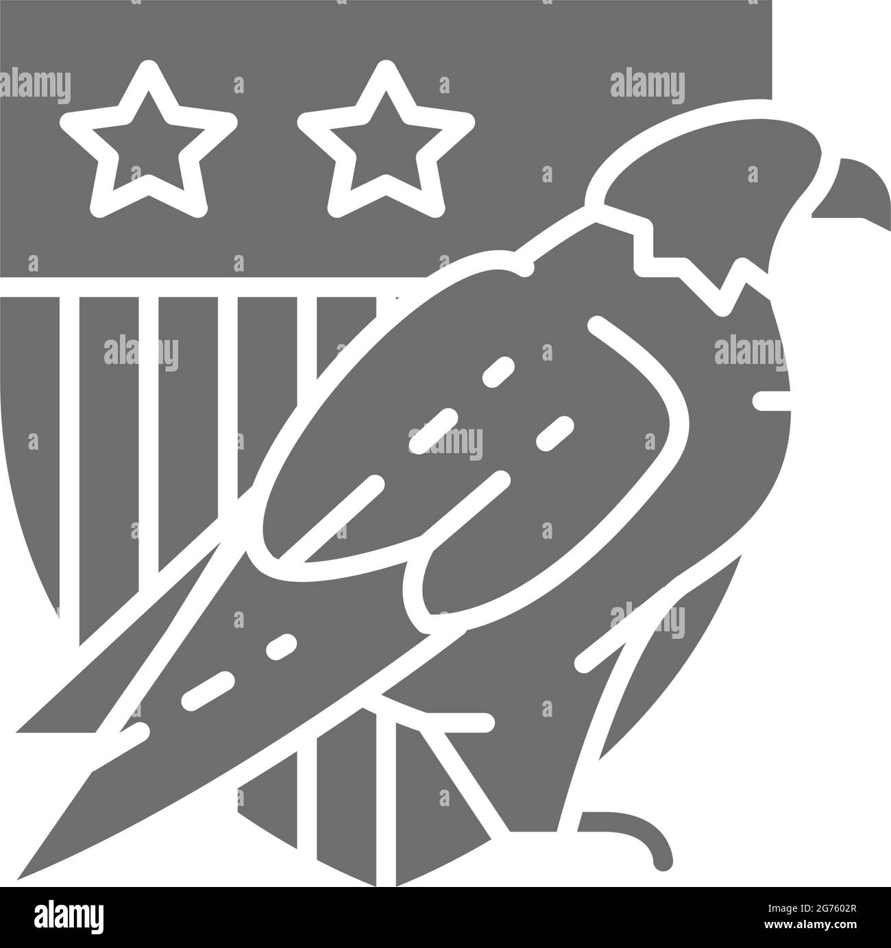 Adler mit US-Schild, graues Wappen Amerikas. Stock Vektor