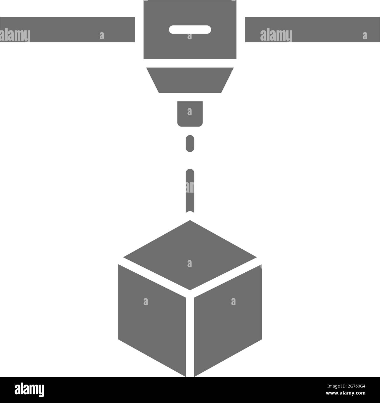 3d-Druck ein Würfel, Industriedrucker, industrielle Laser grauen Symbol. Stock Vektor