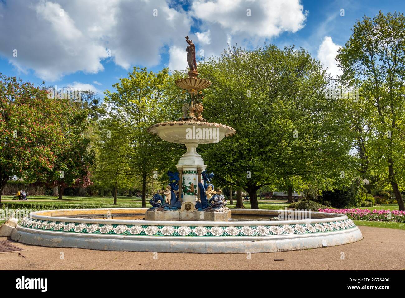 Der Queen Victoria Memorial Fountain in Vivary Park, Taunton, England, Großbritannien Stockfoto