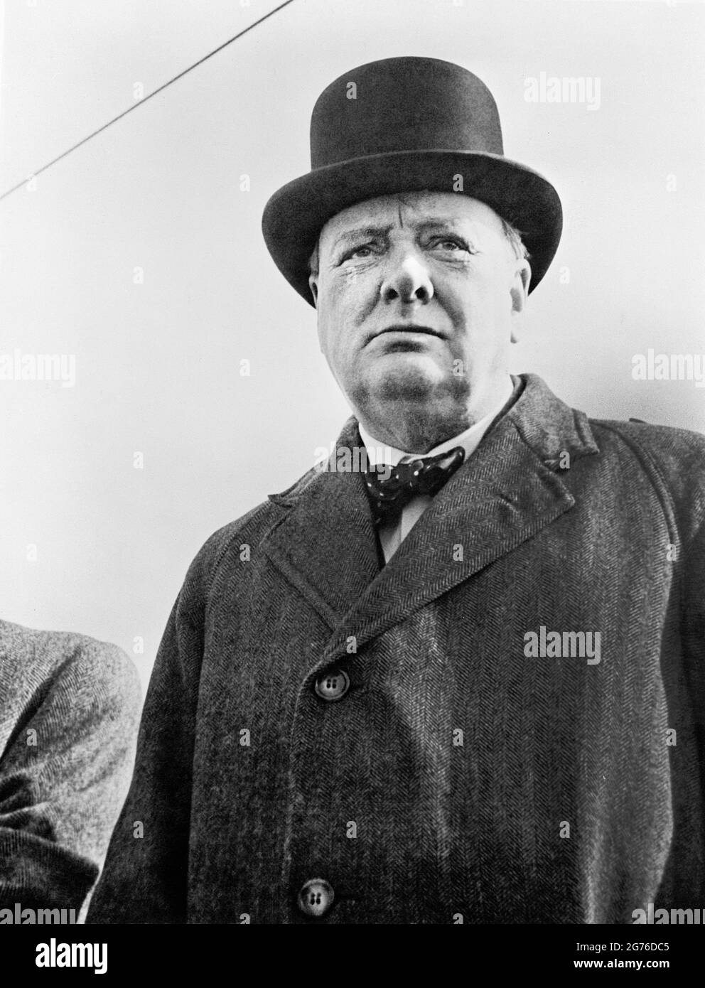 Winston Churchill (1874-1965), britischer Staatsmann und Premierminister von Großbritannien 1940-45 & 1951-55, Kopf- und Schulterporträt, Informationsbüro der Vereinten Nationen, New York, US Office of war Information, 1942 Stockfoto