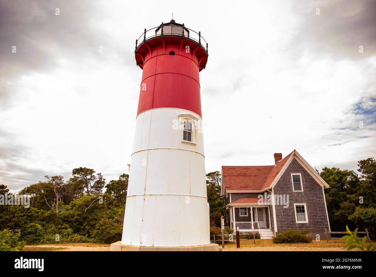 Nauset Leuchtturm entlang der Cape Cod National Seashore. Stockfoto