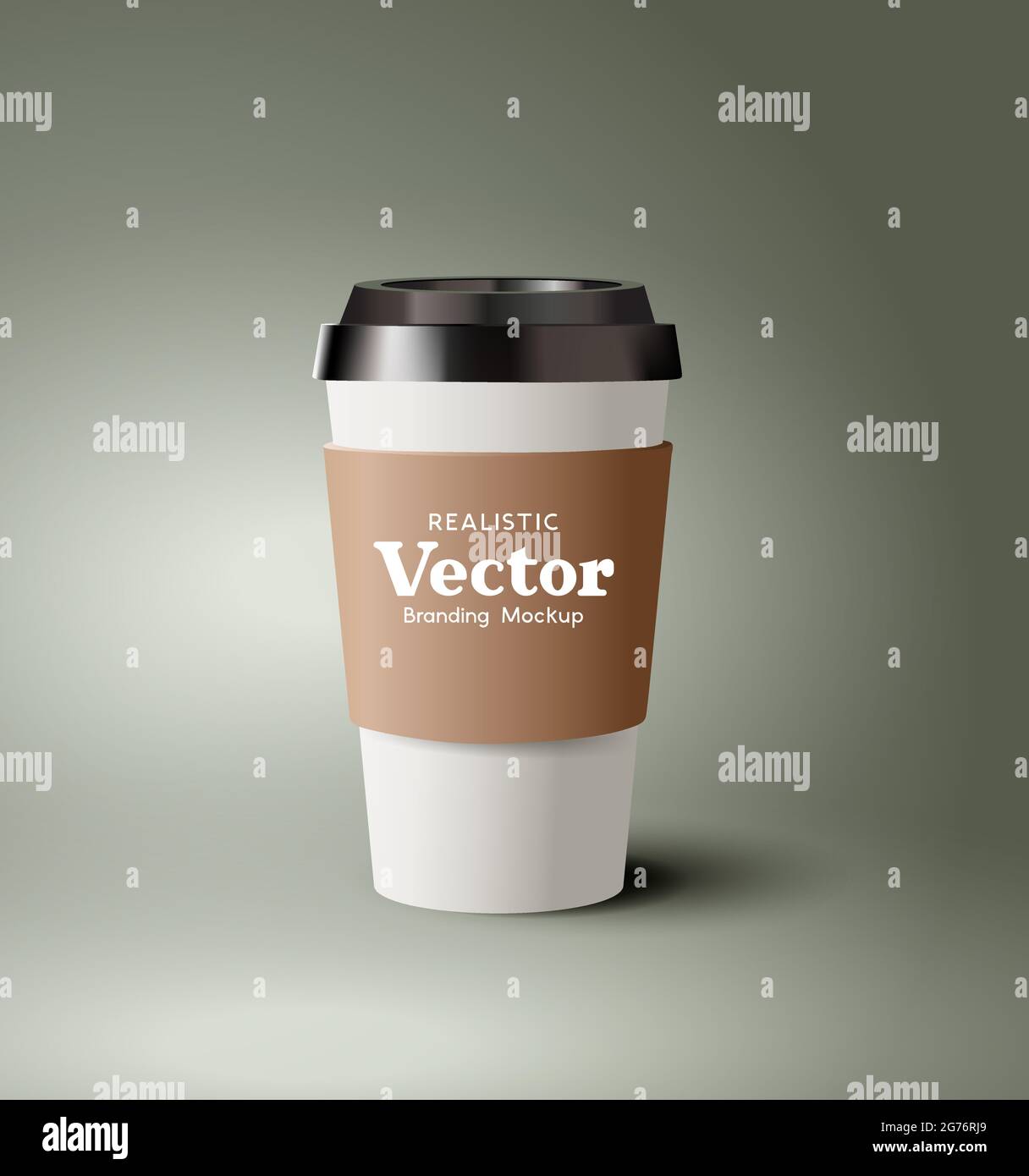 Eine realistische Pappkaffeetasse zum Mitnehmen mit Kunststoffdeckel. Moderne Getränke heiße Getränke Marketing-Vorlage Vektor-Illustration Stock Vektor
