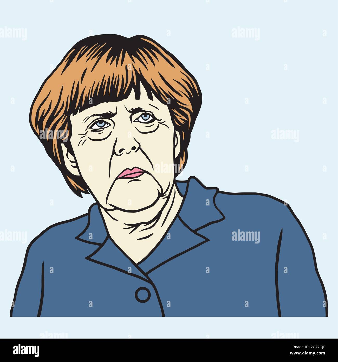 Berlin 26. April 2017. Angela Merkel Cartoon Vektorporträt Stock Vektor