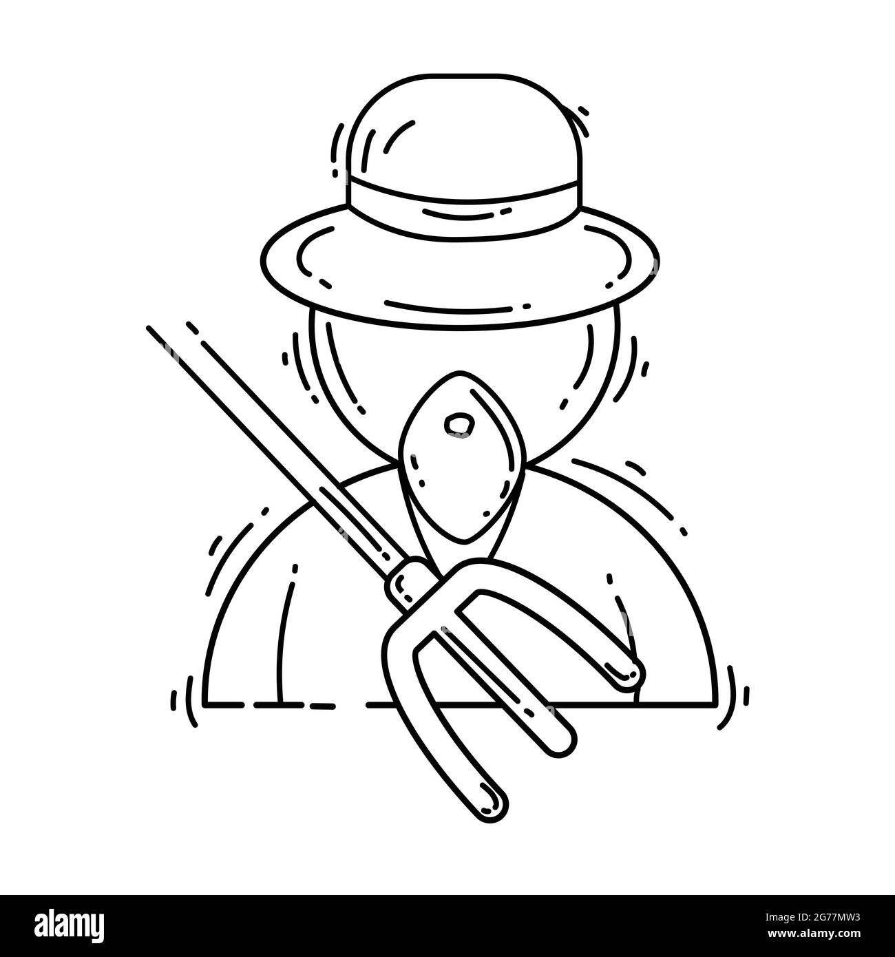 Farmer Symbol. Handgezeichnetes Icon-Set, Umriss schwarz, Doodle-Symbol, Vektor-Icon-Design. Stock Vektor