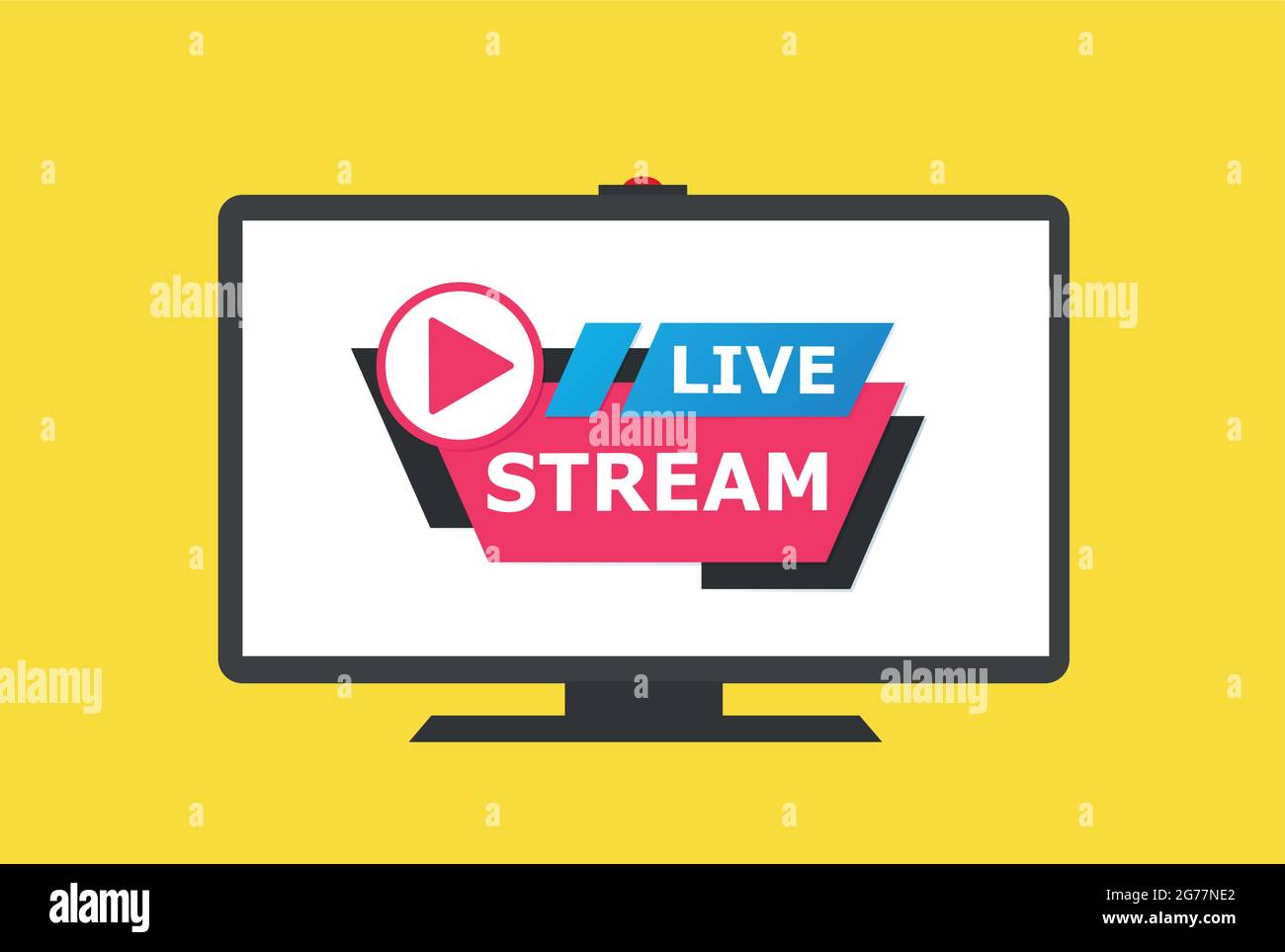 Live-Stream-Bildschirm. Video-Player-Layout, Multimedia-Frame-Vorlage. Digitaler Film, Webfenstervektor Stock Vektor