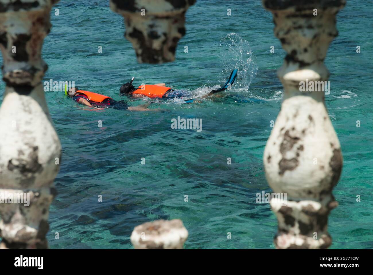 Schnorcheln in klarem Meerwasser Stockfoto