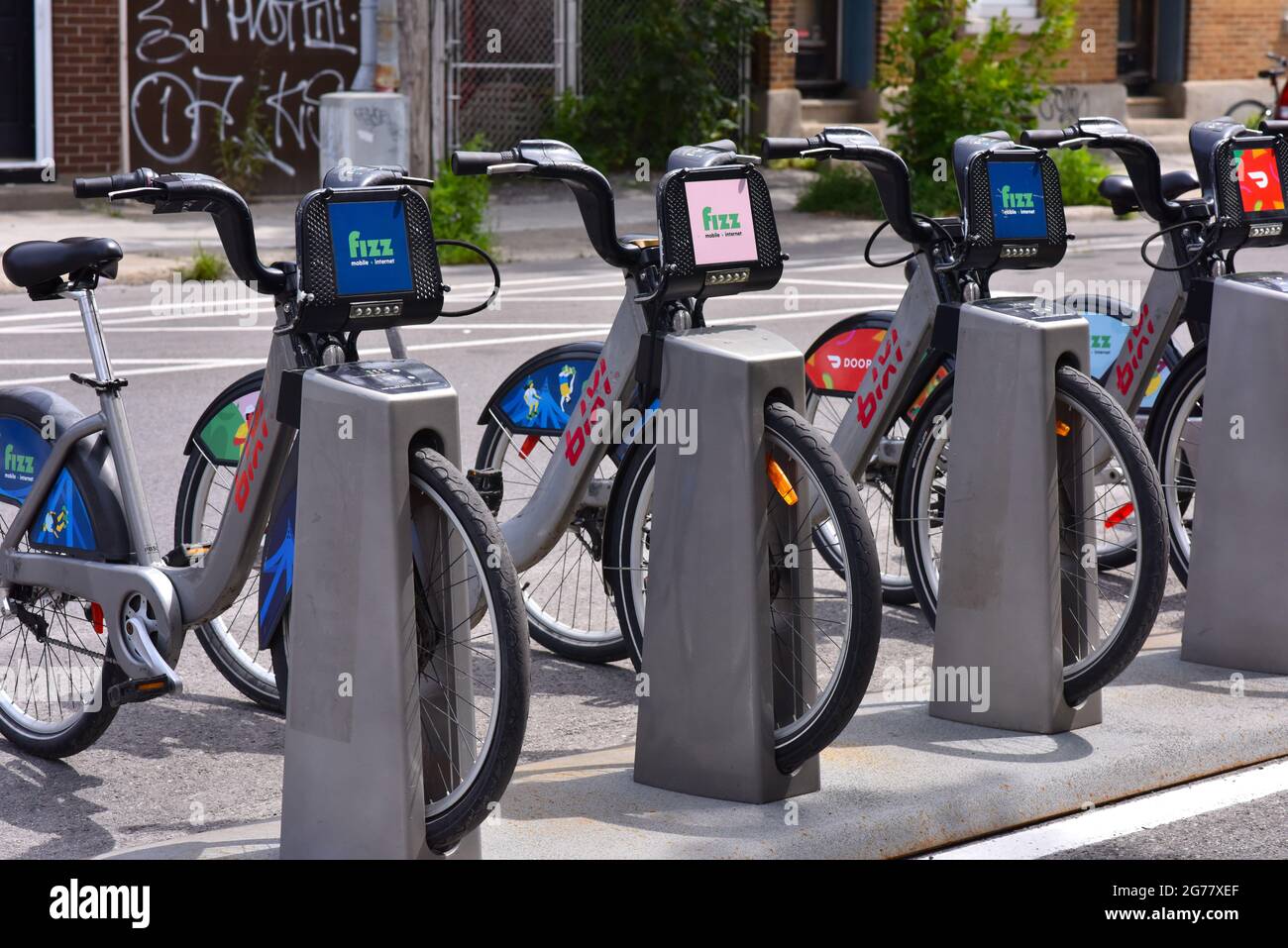 Bixi Fahrradständer, Montreal Kanada Stockfoto