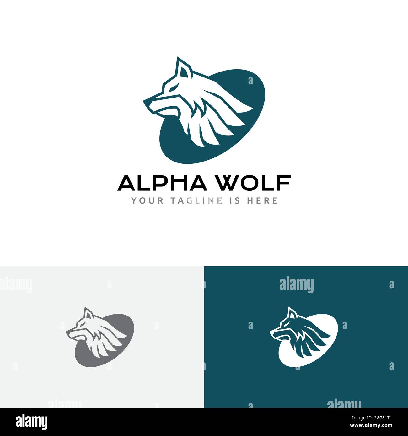 Logo Des Starken Führers Alpha Wolf Head Wild Wildlife Stock Vektor