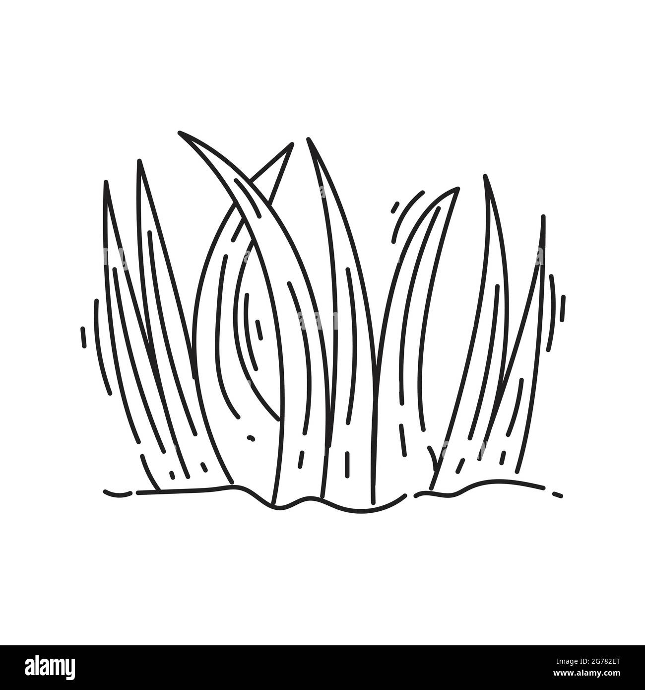 Gartengras-Symbol. Handgezeichnetes Icon-Set, Umriss schwarz, Doodle-Symbol, Vektor-Icon-Design. Stock Vektor