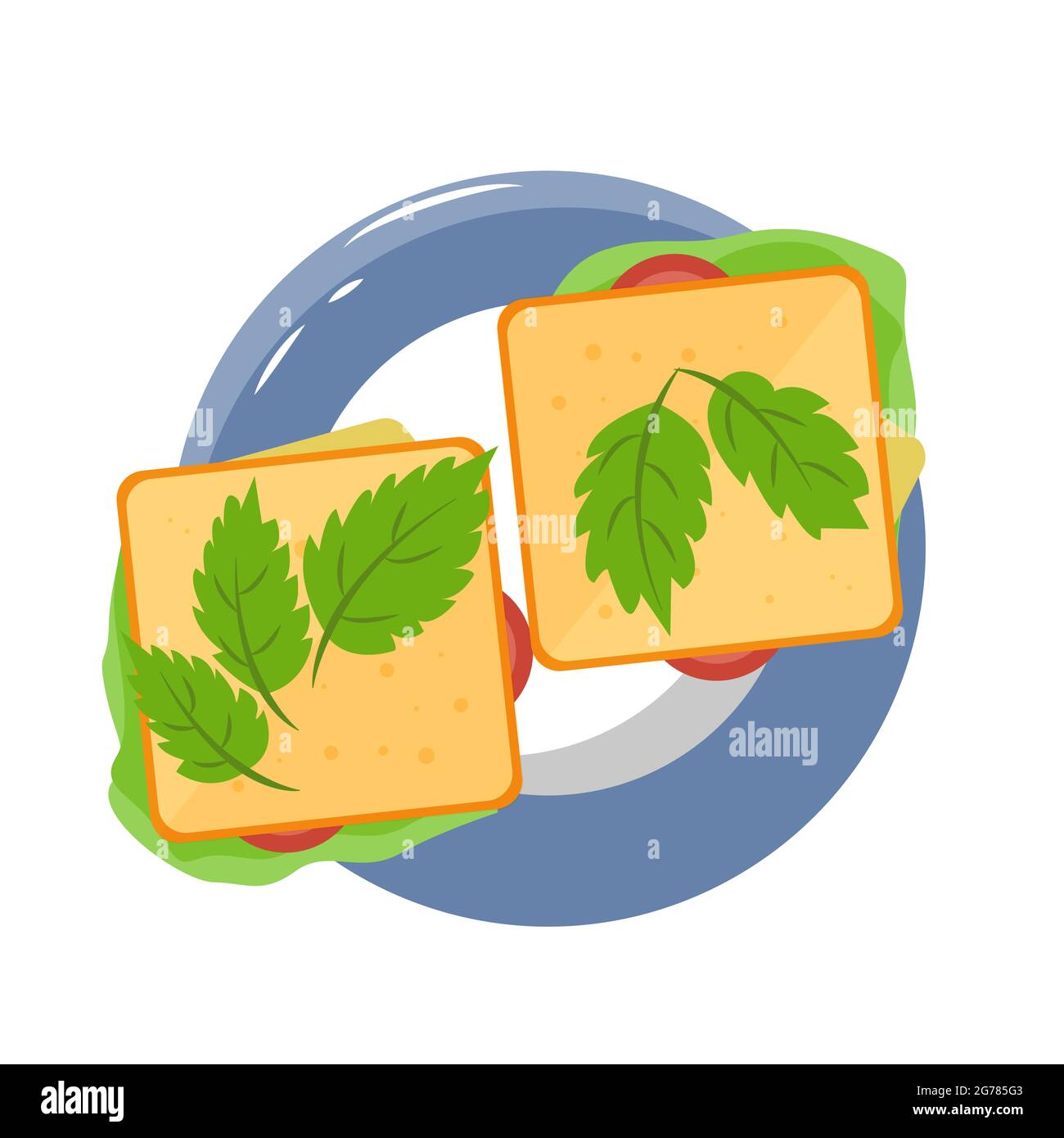 Bunte Gericht mit Sandwiches Vektor-Illustration. Frühstücksclipart Stock Vektor
