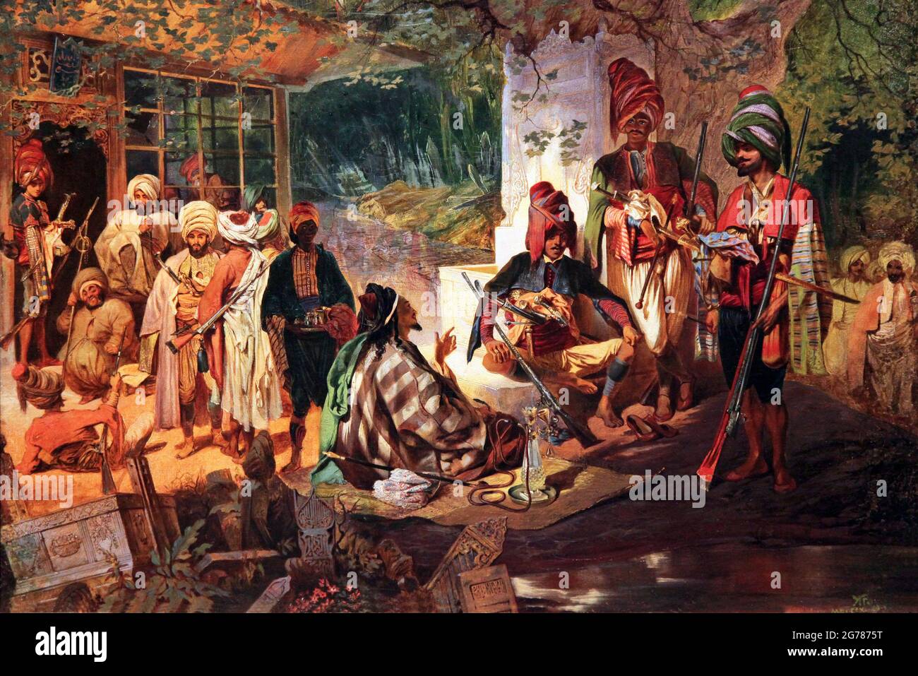 Orientalische Szene,Türkische Ehrengarde 1840 von Grigory Gagarin (Григорий Григорьевич Гагарин) 1810 - 1893) Russischer Maler und Generalmajor. Stockfoto