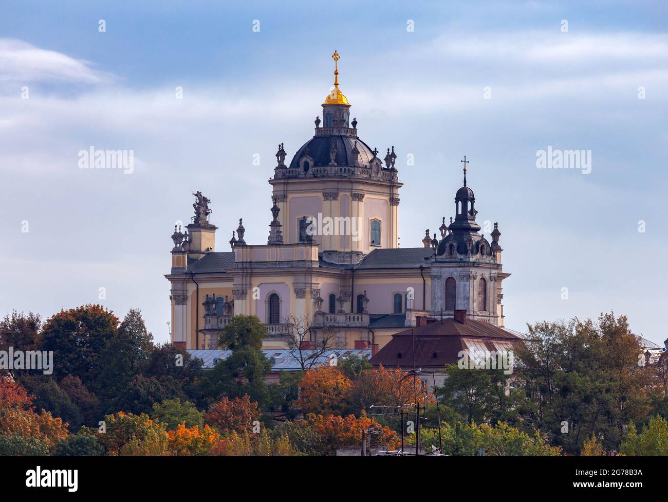 Blick auf die Kathedrale von St. George am Morgen. Lviv. Ukraine. Stockfoto