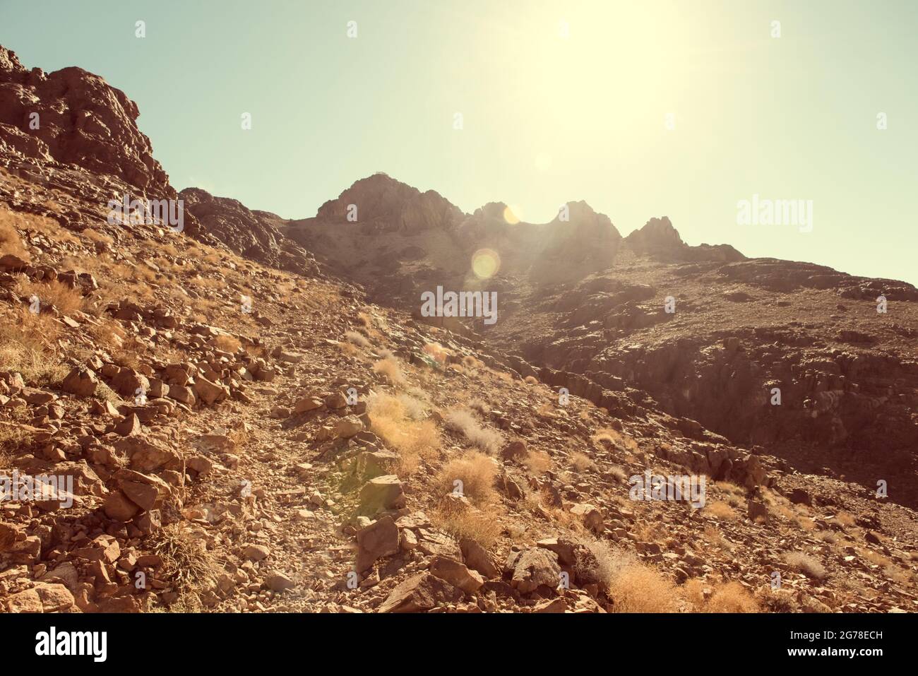 Wüste Landschaft Hintergrund Globaltemperaturanstiegbegriff Stockfoto