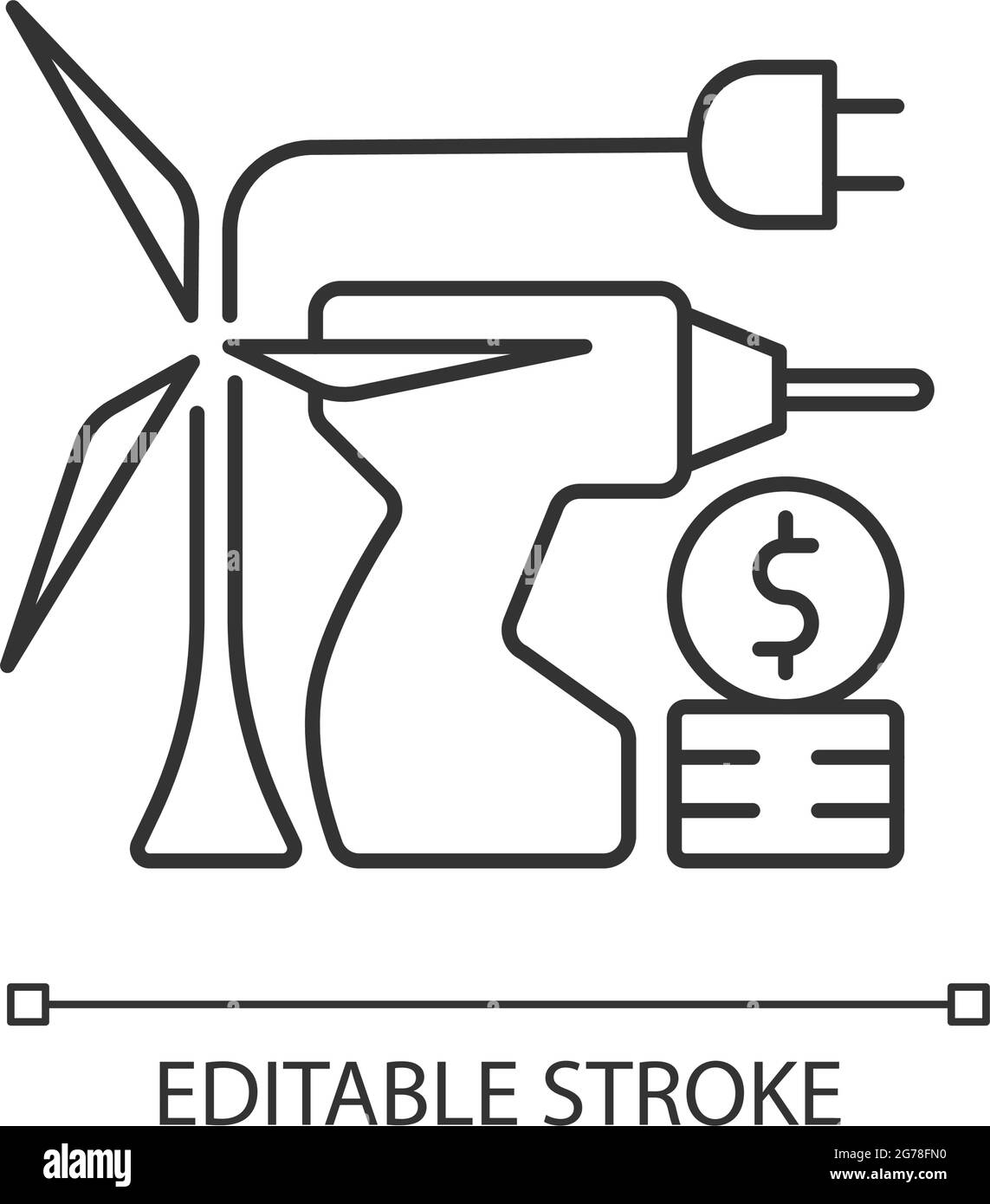 Installationssymbol für Energiegeräte, Preis linear Stock Vektor