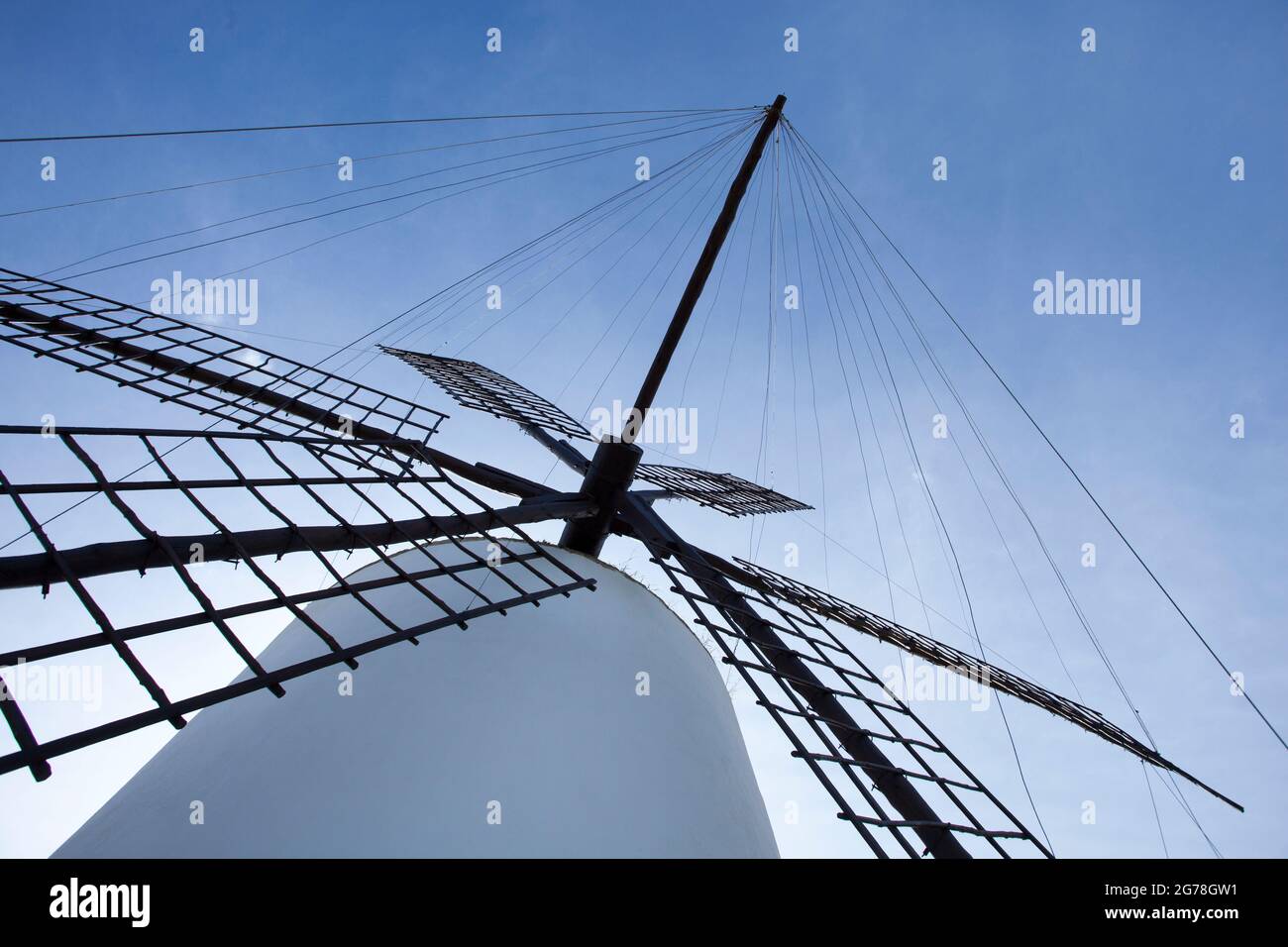 Windmühle, Punta des Moli, Sant Antoni de Portmany, Ibiza Stockfoto