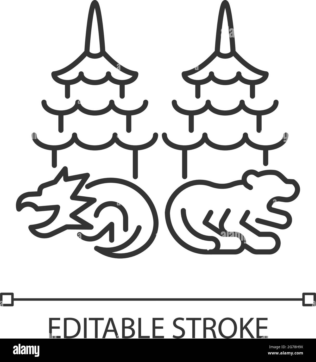 Drachen und Tiger Pagoden lineare Symbol Stock Vektor Drachen und Tiger Pagoden lineare Symbol Stock Vektor