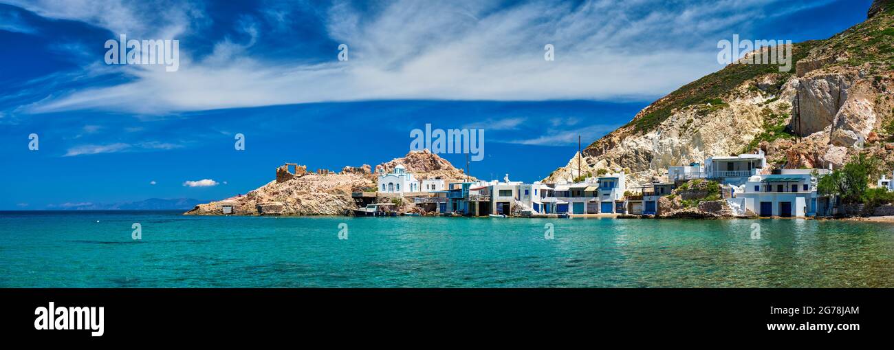 Der Strand von Firapotamos in Milos, Griechenland Stockfoto
