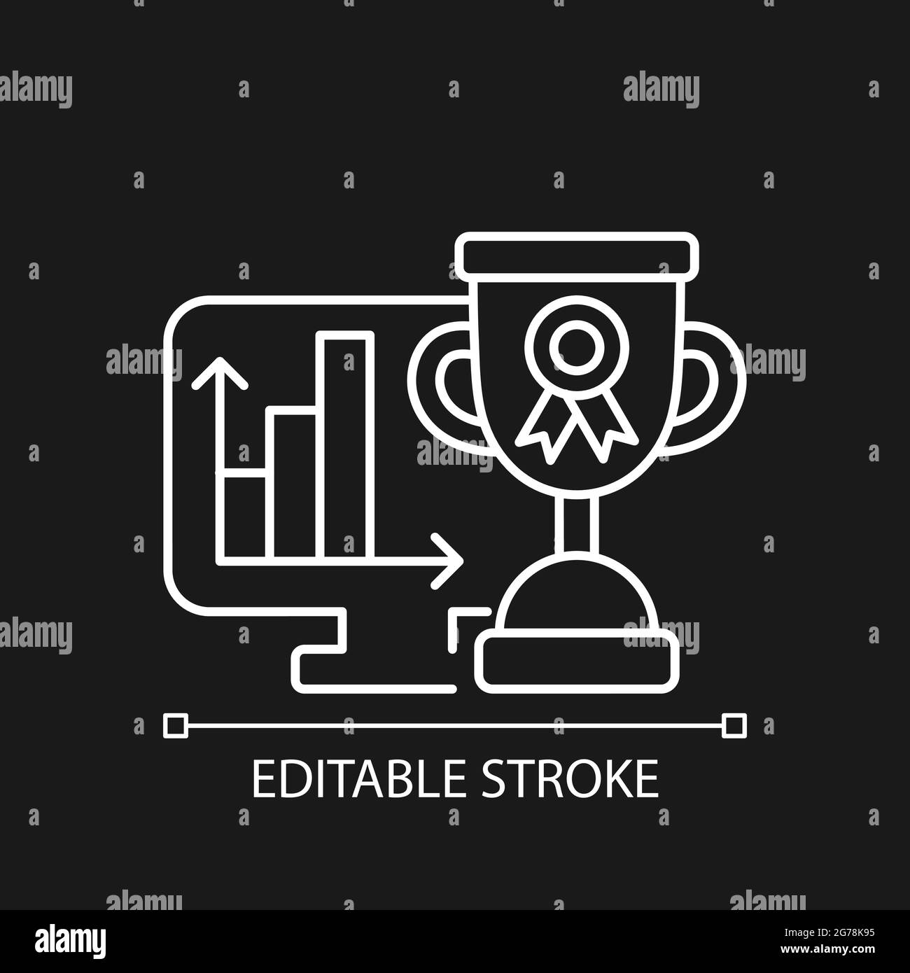 Leistungsbewertung weißes lineares Symbol für dunkles Thema Stock Vektor
