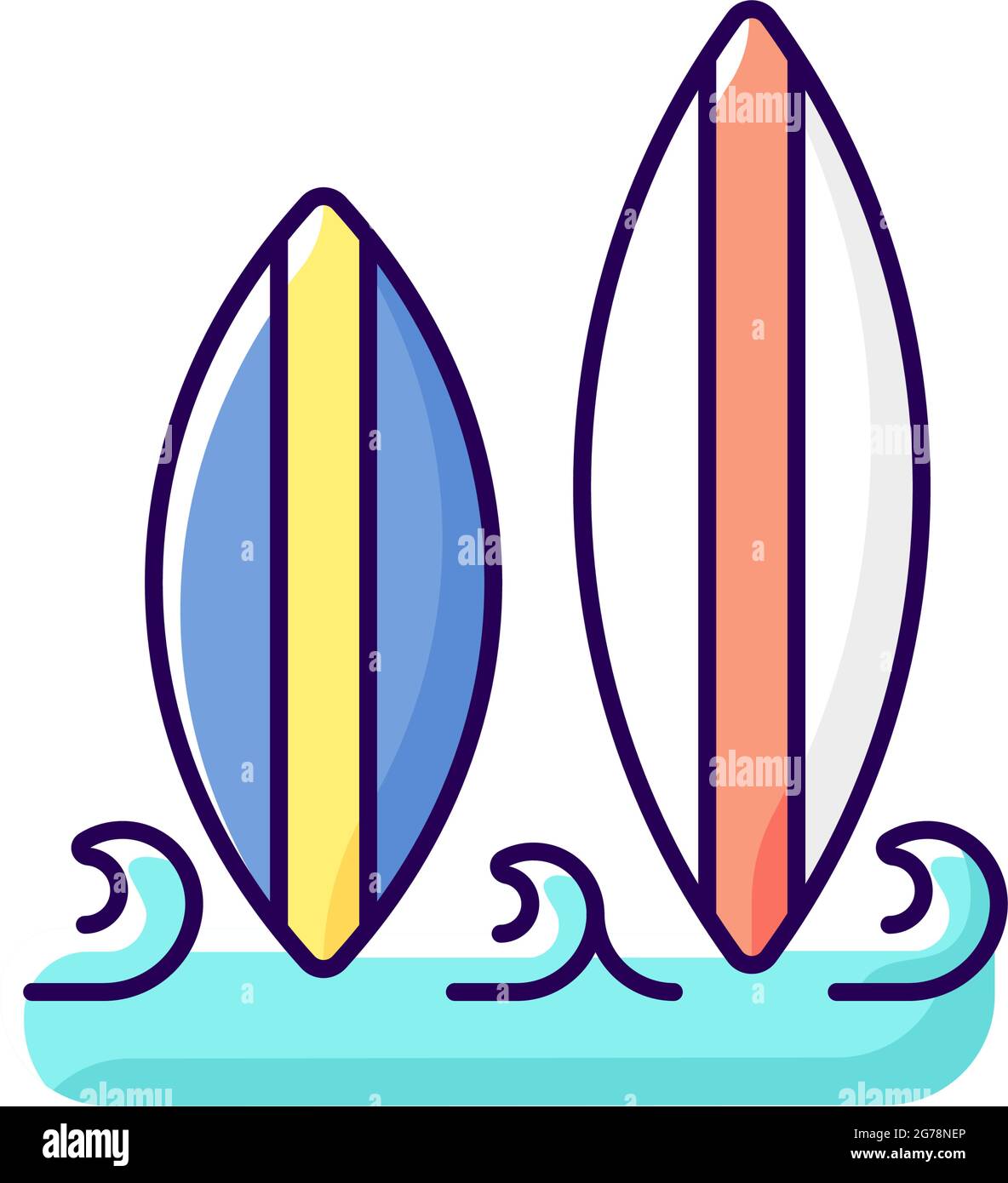 RGB-Farbsymbol auf dem Surfbrett Stock Vektor