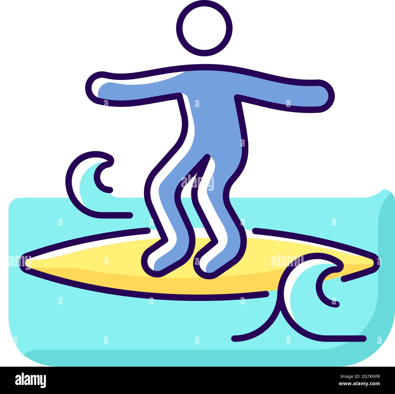 Krümelige Wellen beim Surfen im RGB-Farbsymbol Stock Vektor