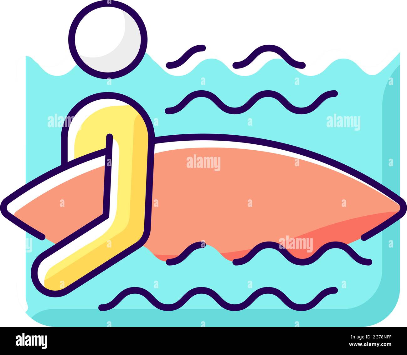 Surfer Eingabe Wasser RGB-Farbsymbol Stock Vektor