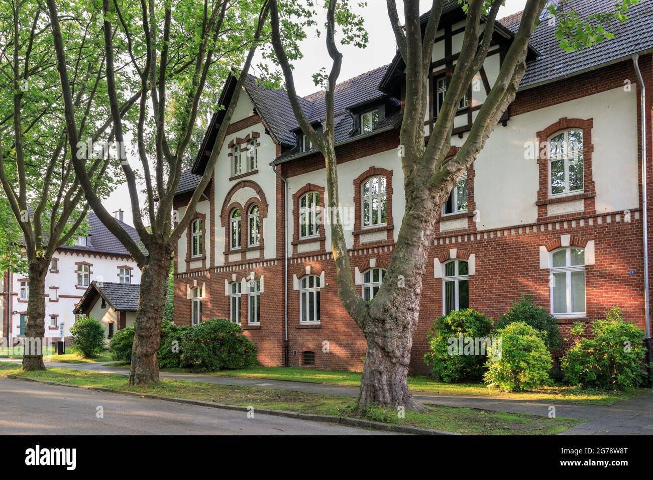 Kolonie Landwehr, Arbeiterhäuser in Zeche Zollern, Bövinghausen, Dortmund, Ruhrgebiet, Deutschland Stockfoto