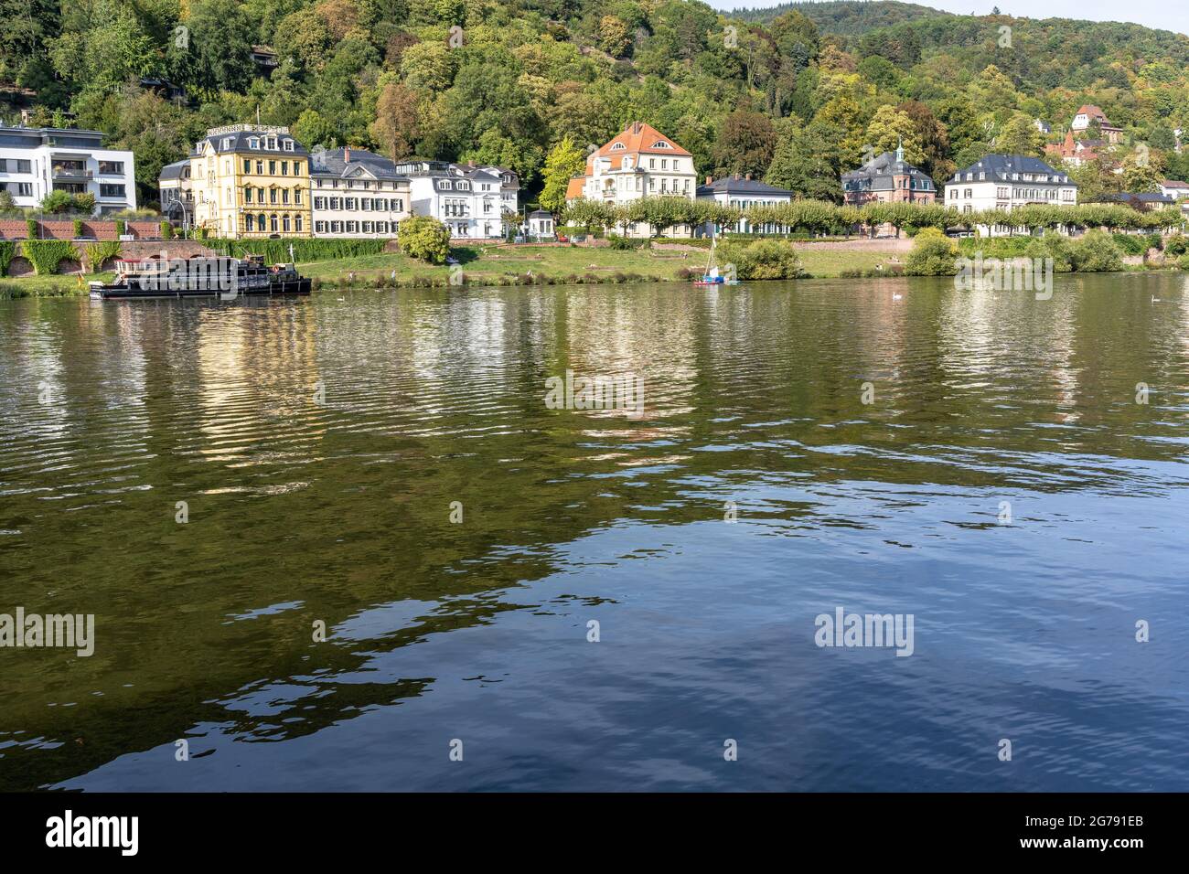 Europa, Deutschland, Baden-Württemberg, Heidelberg, Neckarufer in Heidelberg Stockfoto