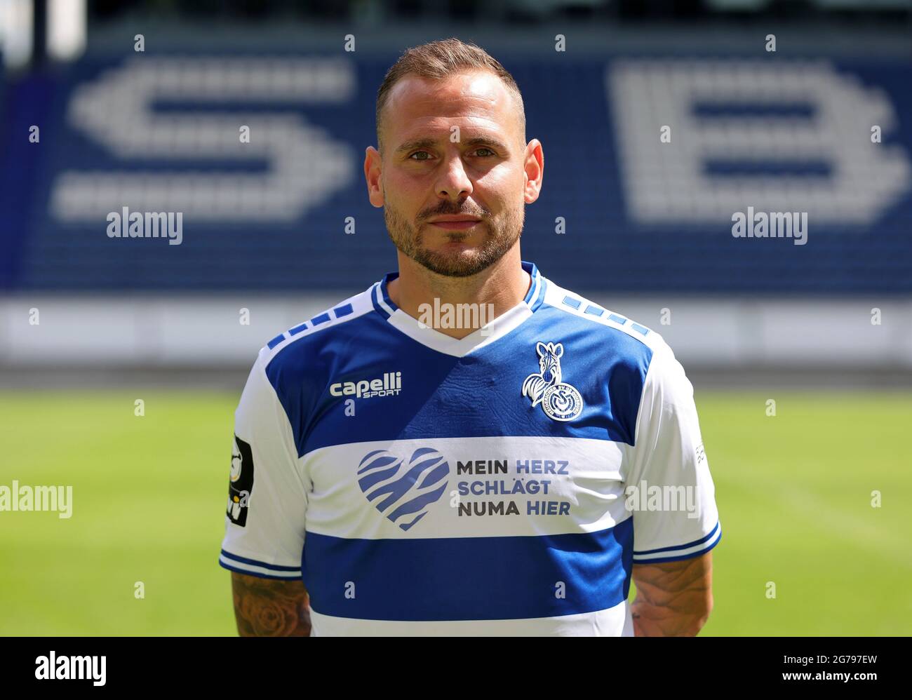 Duisburg, Deutschland. 12. Juli 2021. firo: 12.07.2021, Fuvuball, 3. Bundesliga, Saison 2021/2022, MSV Duisburg, Portrait Datum, Marvin BAKALORZ, Portrait Quelle: dpa/Alamy Live News Stockfoto