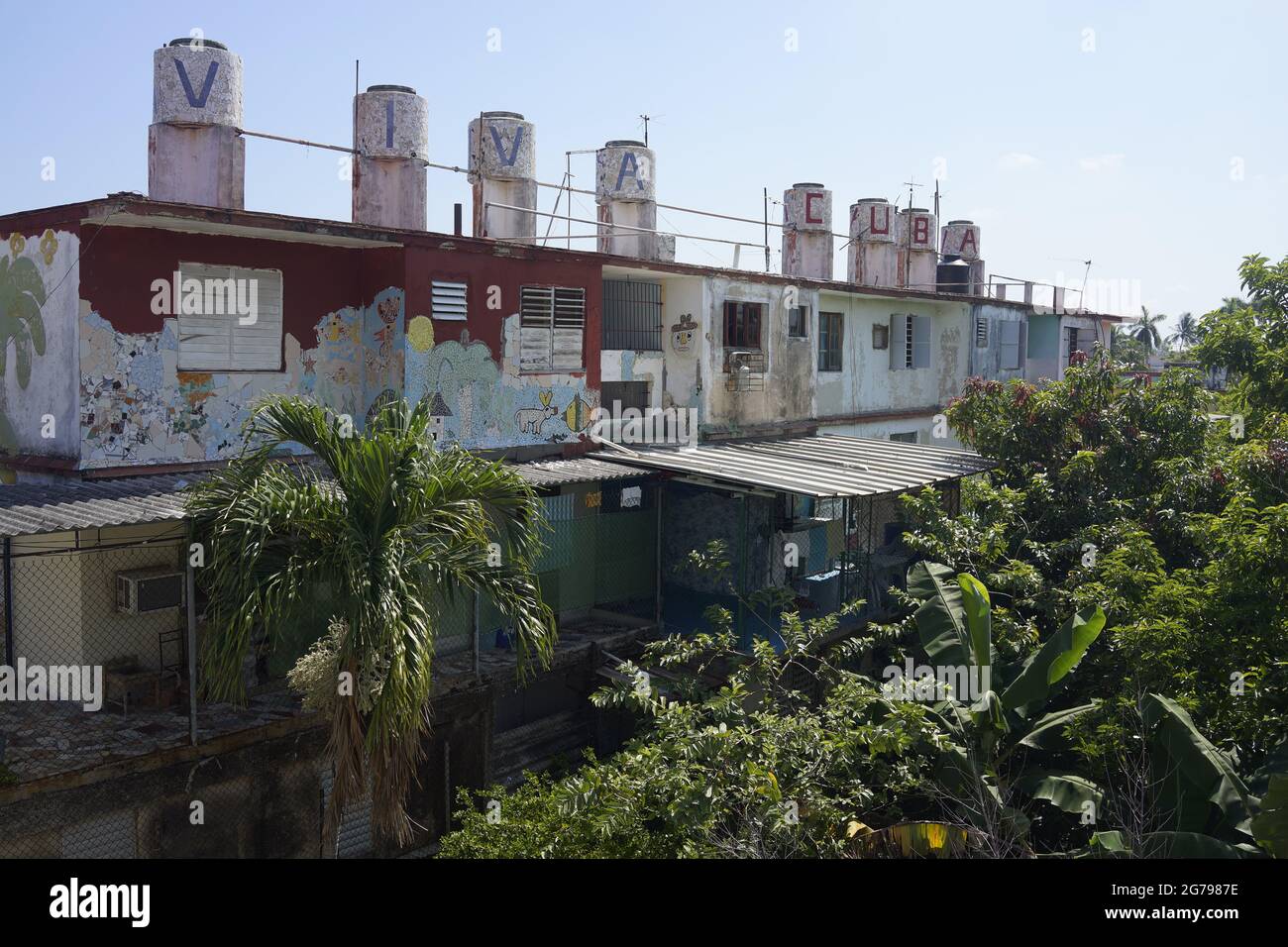 Viva Cuba, Fusterlandia Projekt, Vorort Havanna, Cuba Jaimanitas, Streetart Stockfoto