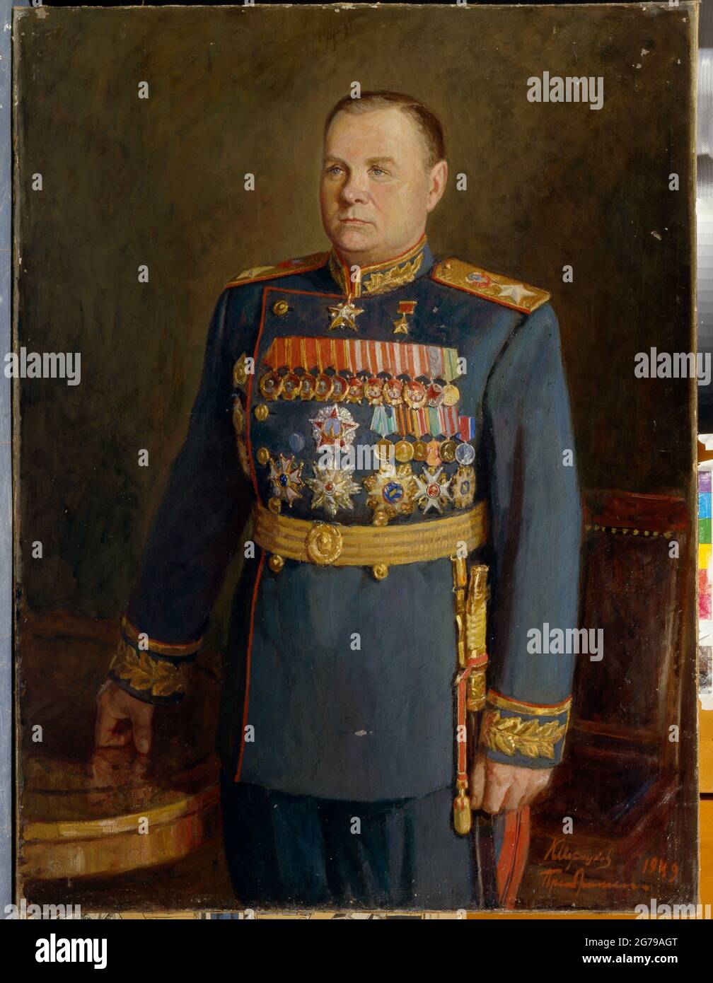 Marschall der Sowjetunion Kirill Afanasiewitsch Meretskow (1897-1968). Museum: Staatliches Zentrales Militärmuseum, Moskau. Autor: Boris Wladimirowitsch Preobraschenski. Stockfoto