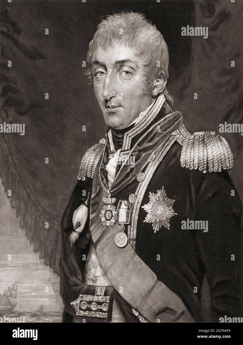 Sir Samuel Hood, 1724 - 1816. Viscount-Haube. Englischer Admiral in der Royal Navy. Er kämpfte in mehreren Feldzügen, darunter dem amerikanischen Revolutionskrieg, und wurde zum ersten Marineherrn ernannt. Nach einem zeitgenössischen Porträt. Stockfoto