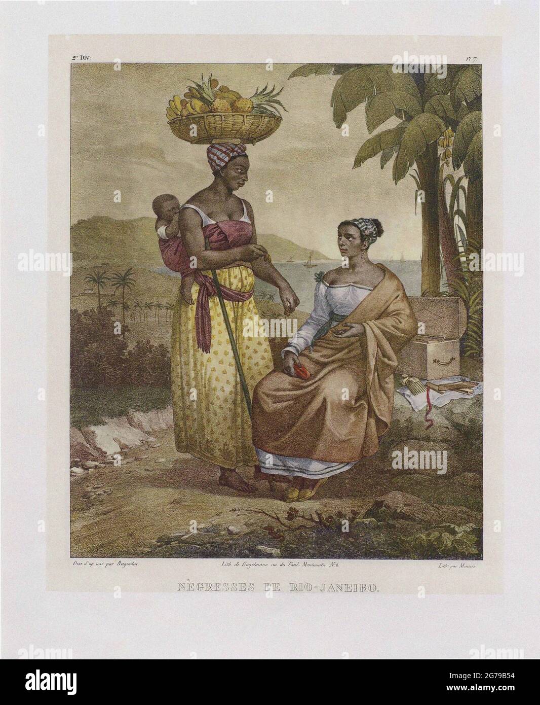 Schwarze Frauen aus Rio de Janeiro. Von der Malerischen Reise in Brasilien. Museum: PRIVATE SAMMLUNG. AUTOR: JOHANN MORITZ RUGENDAS. Stockfoto