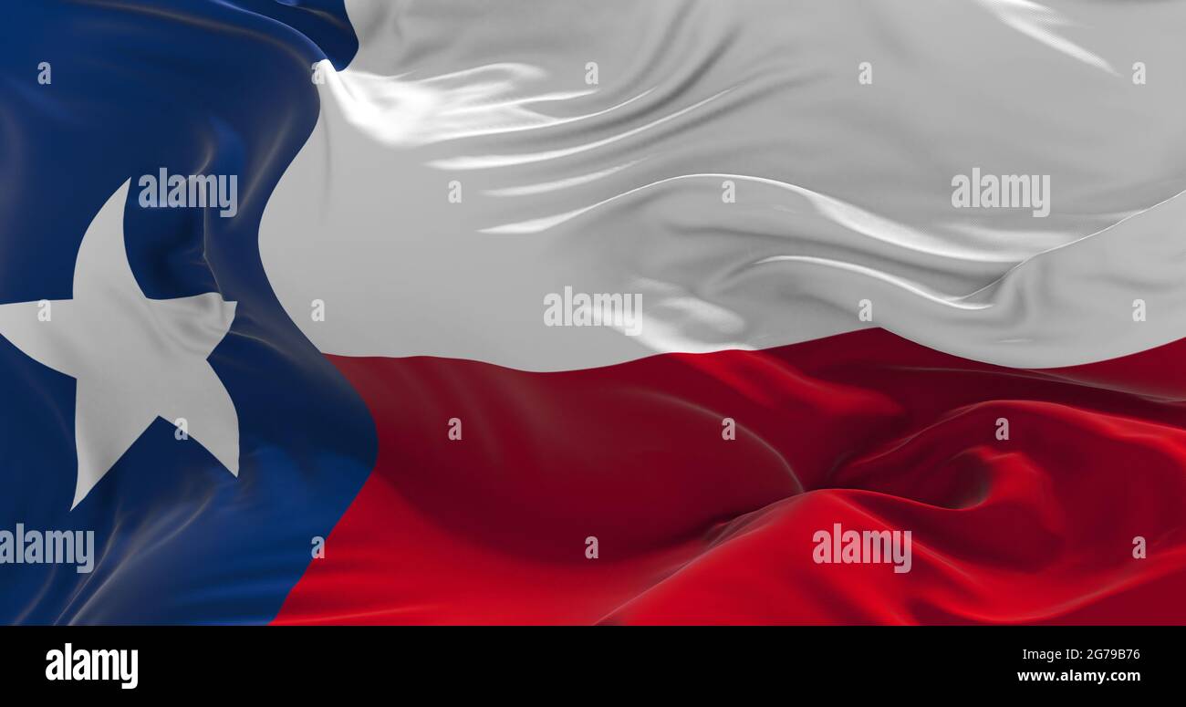 Flagge von Texas winkt im Wind. Patriotisches Konzept über den Staat. 3d-Illustration. Stockfoto