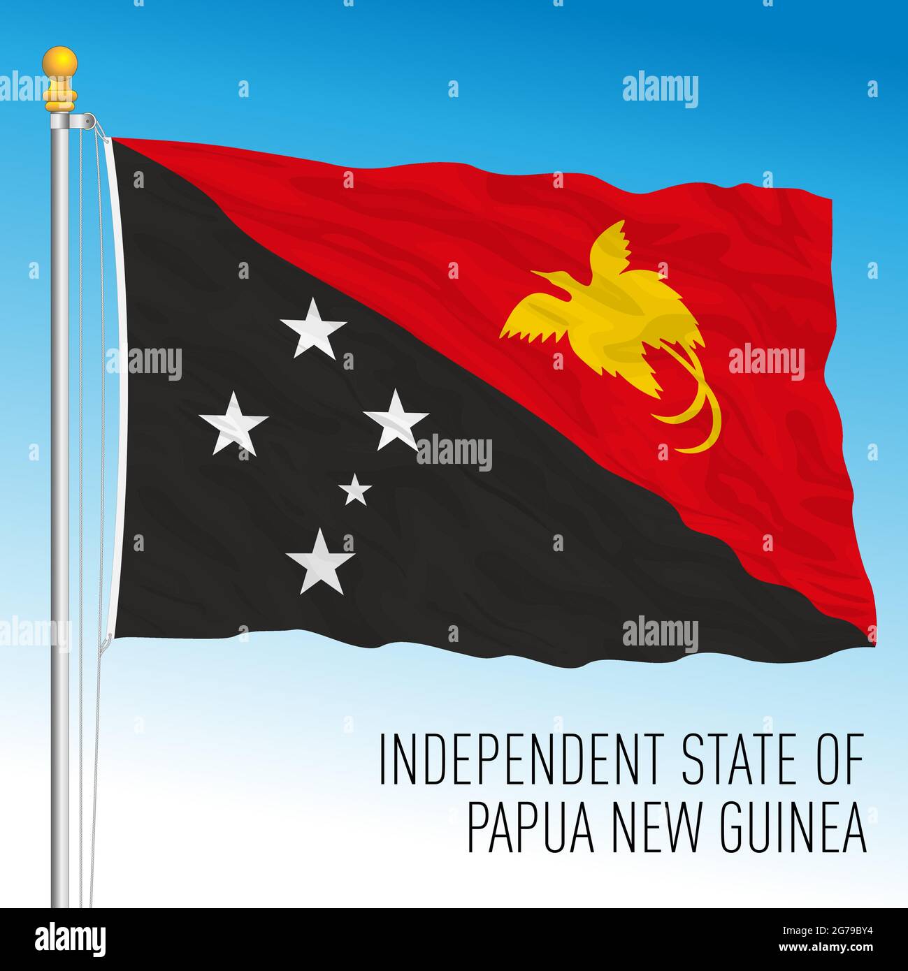 Papua-Neuguinea offizielle Nationalflagge, ozeanien, Vektorgrafik Stock Vektor